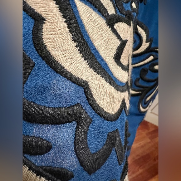 RED Valentino Embroidered Blue and Black Midi Dress - Picture 6 of 14